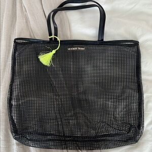 Victoria's Secret Black Mesh Beach Bag